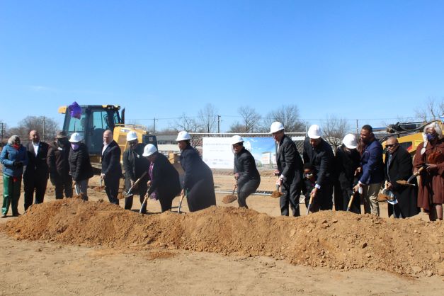 groundbreaking, officials with shovels