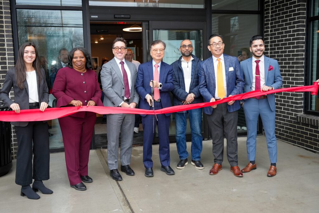 Ribbon cutting shot